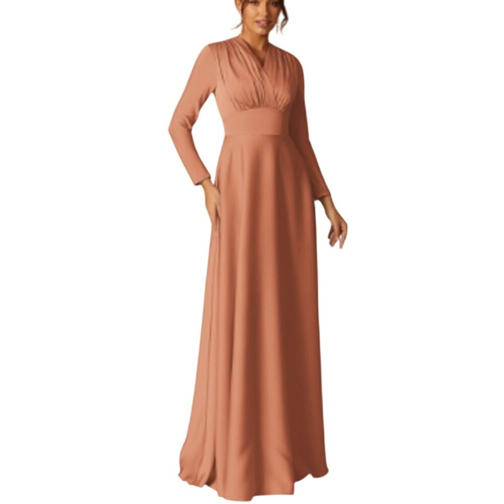 AW BRIDAL SZ 8 M Raw Sienna Blush April Satin Formal Party Gala Maxi Dress B31
